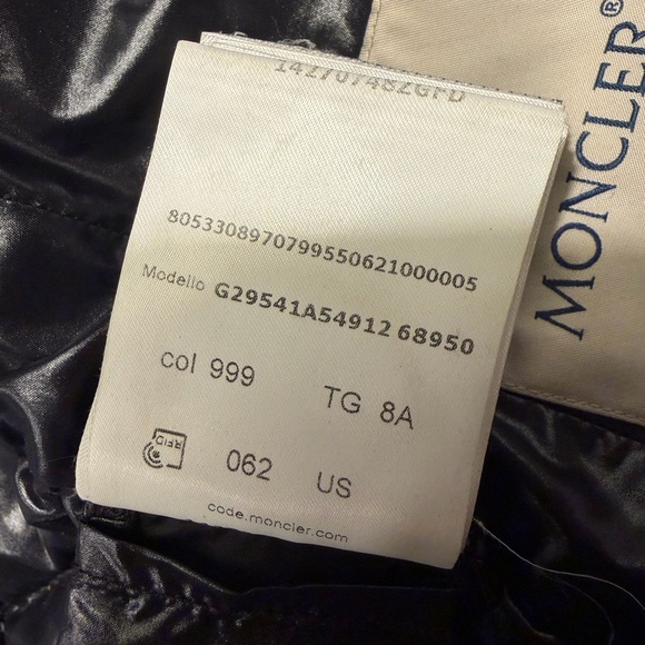 Moncler Glossy Black Puffer Jacket with Fur Trim girls size 8 - Picture 5 of 6